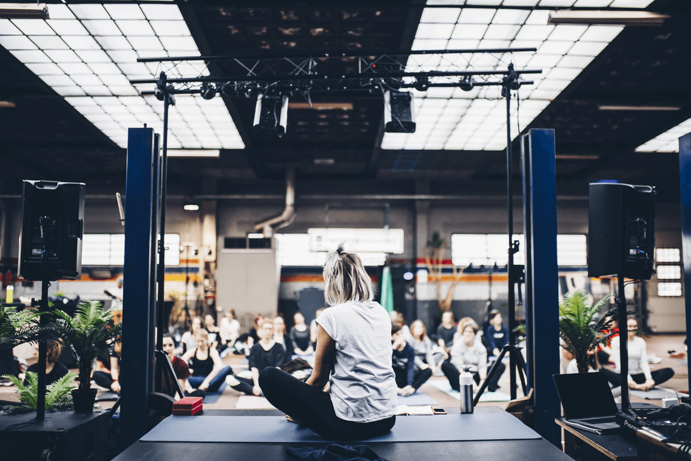 A yoga class.