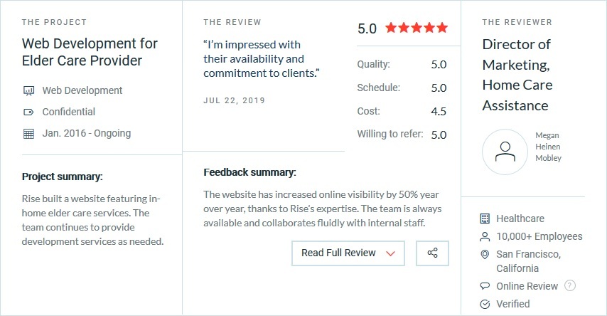 Review from Home Care Assistance on Clutch